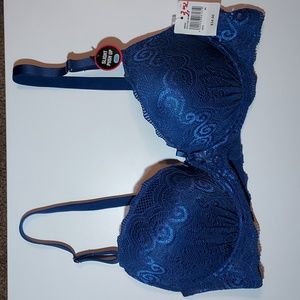 Frederick's of Hollywood Bra Navy Blue Lace Padded 38C